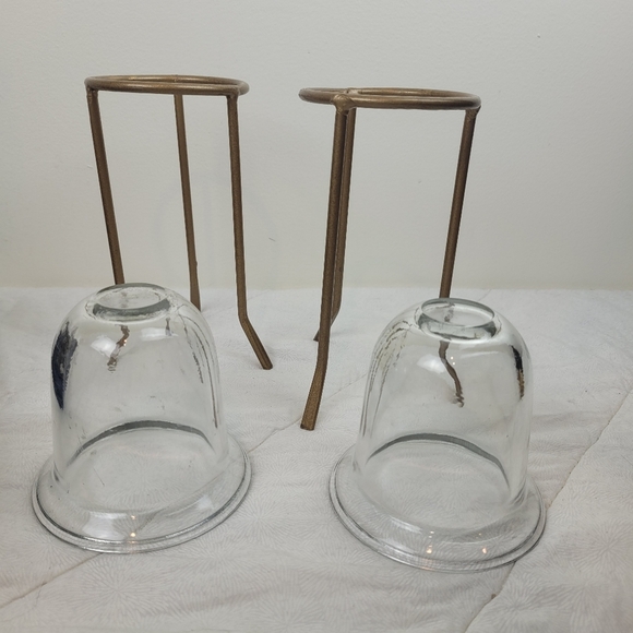 Set Of Two Removeable Glass Votive Gold Metal Stands Home Decor Serving Pieces - Picture 6 of 7